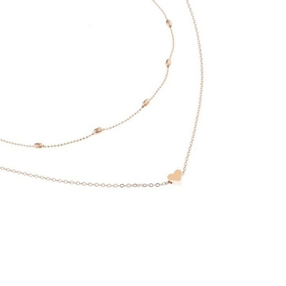 Simple Silver Heart Choker Set - Picture 5 of 5